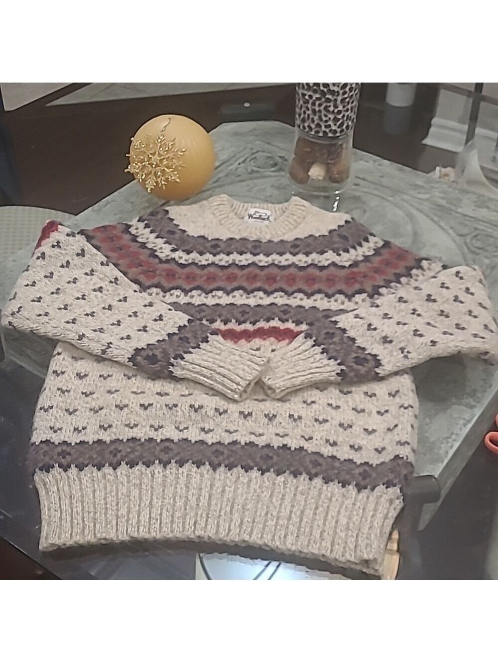 WOOLRICH MEN'S WOOL KNITTED CHUNKY COASTAL SWEATER SMALL